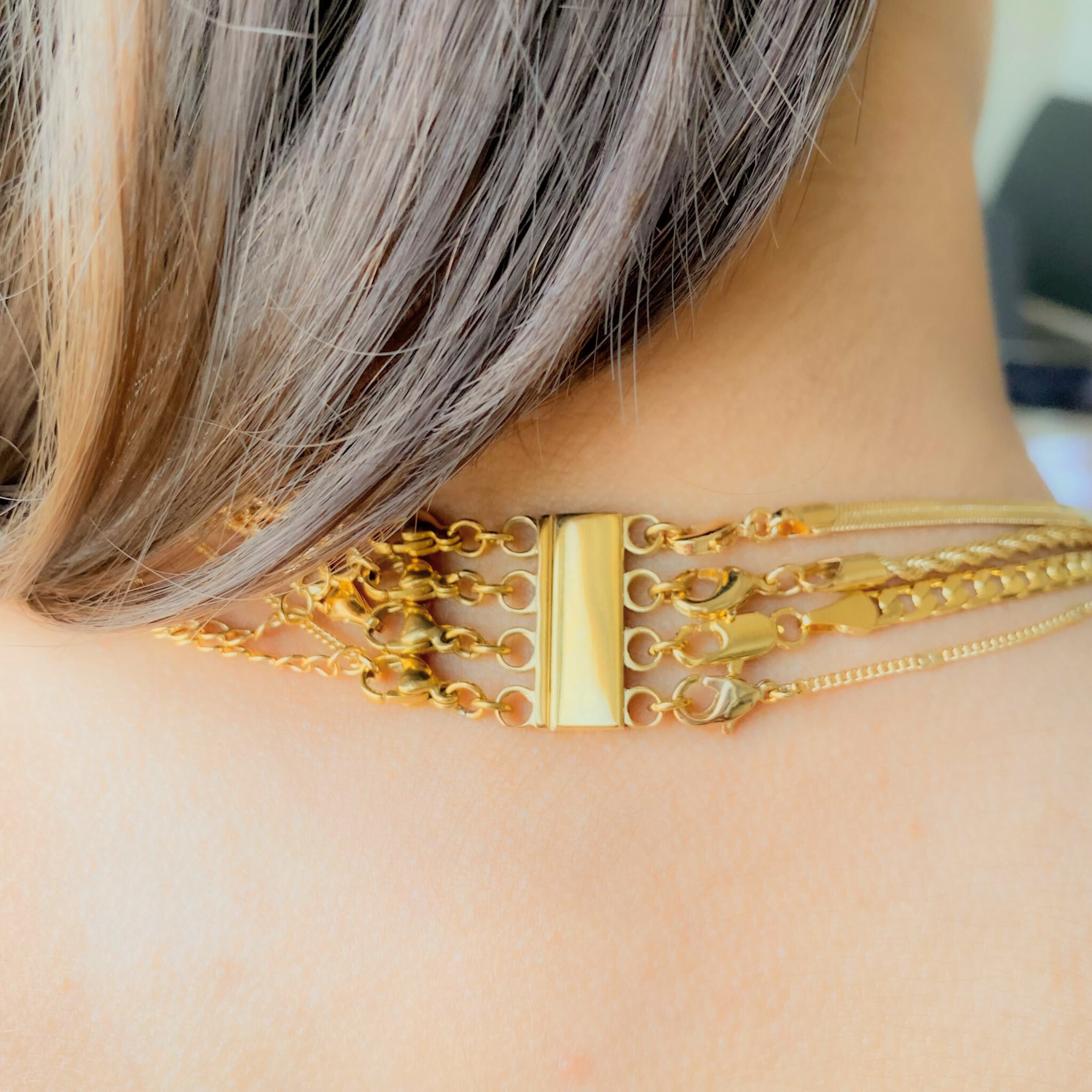 14K Solid Gold Multi Necklace Clasp & Detangler Layering Clasp, Necklace Separator, Untangle Necklaces, Christmas Gift