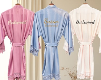 Lace Bridesmaid Robe-Bridesmaid Robes Personalized- Bridesmaid Gift-Customized Robes-Bridal Party Robes- Bridesmaid Proposal Gift
