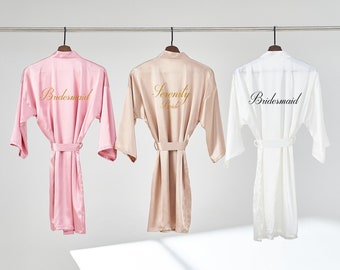 Bride robe for wedding day, Custom Bridal Robe, Bridal Robe, Satin Robes, Robes for Bridesmaids, Bridesmaid Proposal, Maif of Honor Gifts