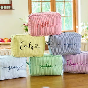 Borsa per il trucco con monogramma, borsa per cosmetici, regali per damigelle d&#39;onore, borsa da viaggio personalizzata per articoli da toeletta, borsa portaoggetti di grande capacità, borsa per il trucco per damigelle d&#39;onore