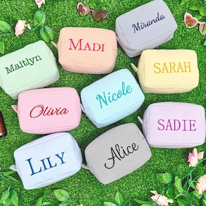 Beaty Name Seersucker Make-up-Tasche,Beaty Make-up-Tasche,mit Monogramm Make-up Tasche, Brautjungfer Make-up Tasche, mit Monogramm Kulturtasche, Brautjungfer Geschenk