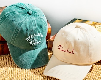 Gorra de béisbol unisex con monograma, gorra con logotipo bordado personalizado, regalos para clubes, gorra de camionero estilo vintage, gorra para despedida de soltera, regalos para damas de honor