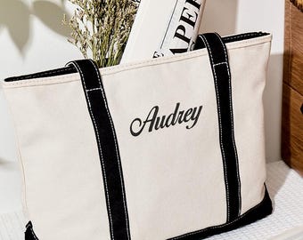 Custom Name Tote Bag,Bridesmaid Tote Bag With Initial,Canvas Tote Bag With Zip,Bride Thing Canvas Tote,Tote Bag with Ribbon,Bridesmaid Gift