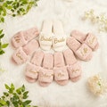 Bride Bridesmaid Slippers-Bridal Shower Gift-Bridesmaid Gift-Bachelorette Party-Maid of Honor Gifts-Mrs Wifey Fur Slippers-Fluffy Slippers product logo