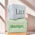 Personalized Embroidered Travel Toiletry Bag, Monogrammed Organizer,Striped Seersucker Cosmetic Bag,Bridesmaid Gift for Her, Christmas Party product logo