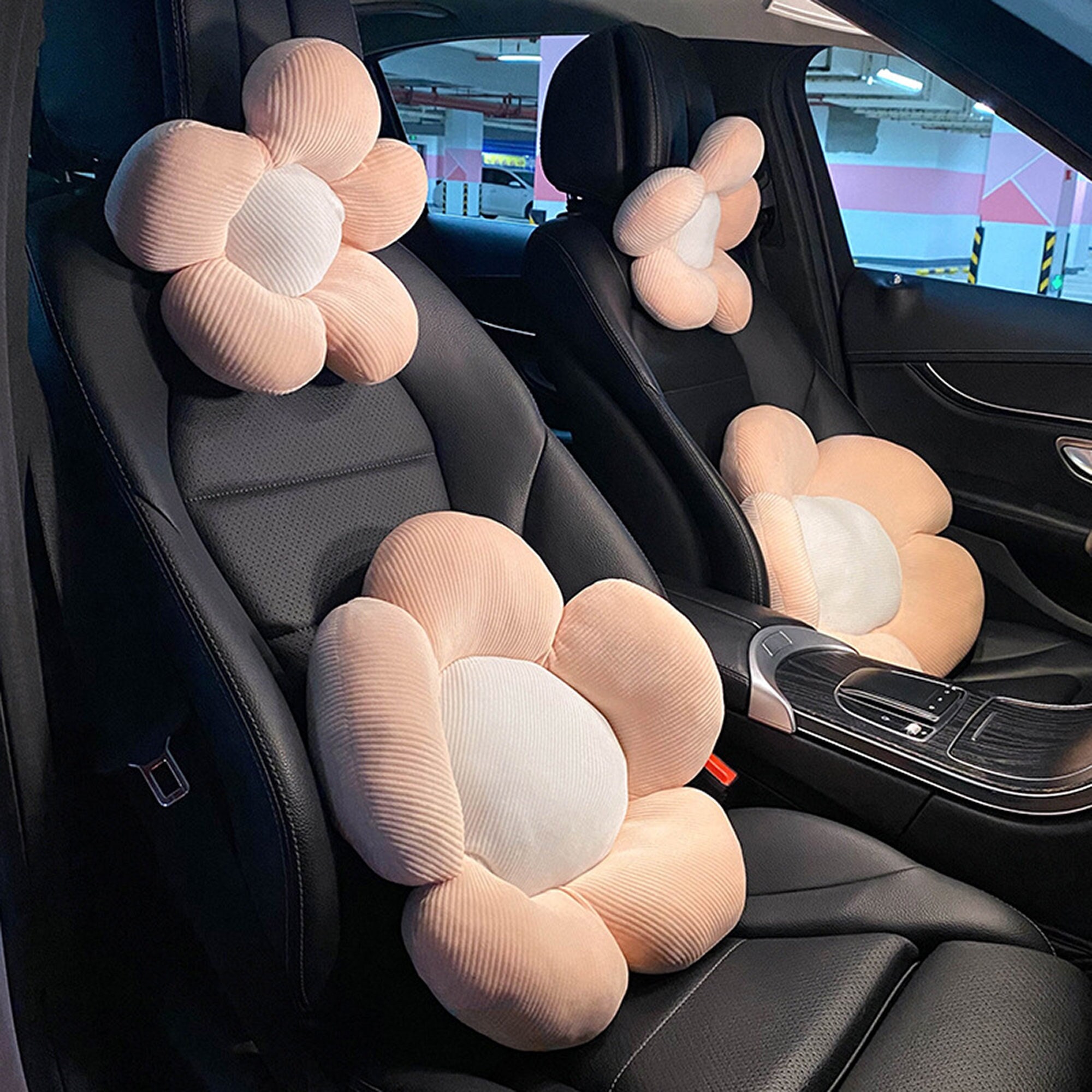 Flower Seat Cushion Plush Car Cushion Plush Car Headrest Etsy