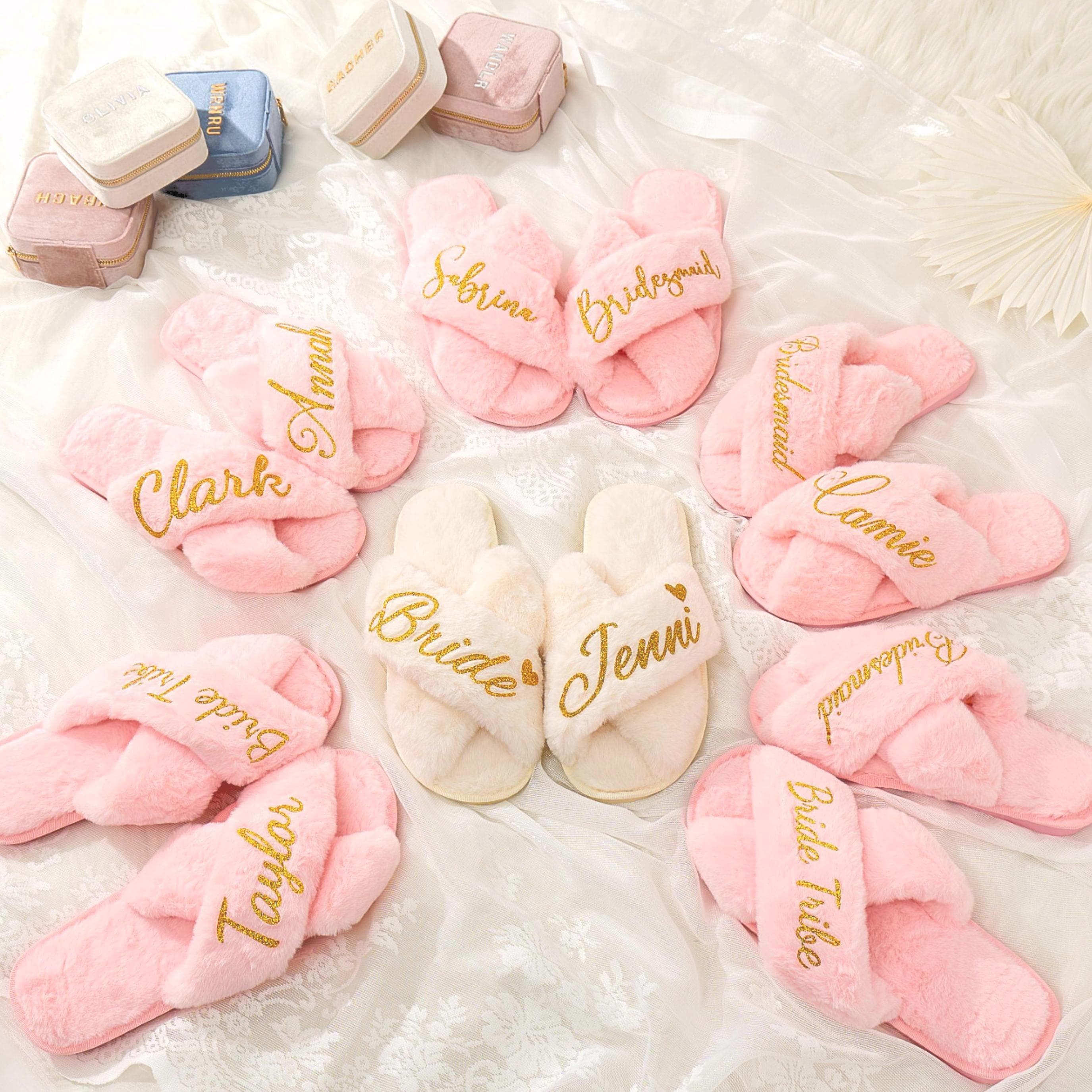 Pantuflas de novia mullidas, regalo para niña de las flores