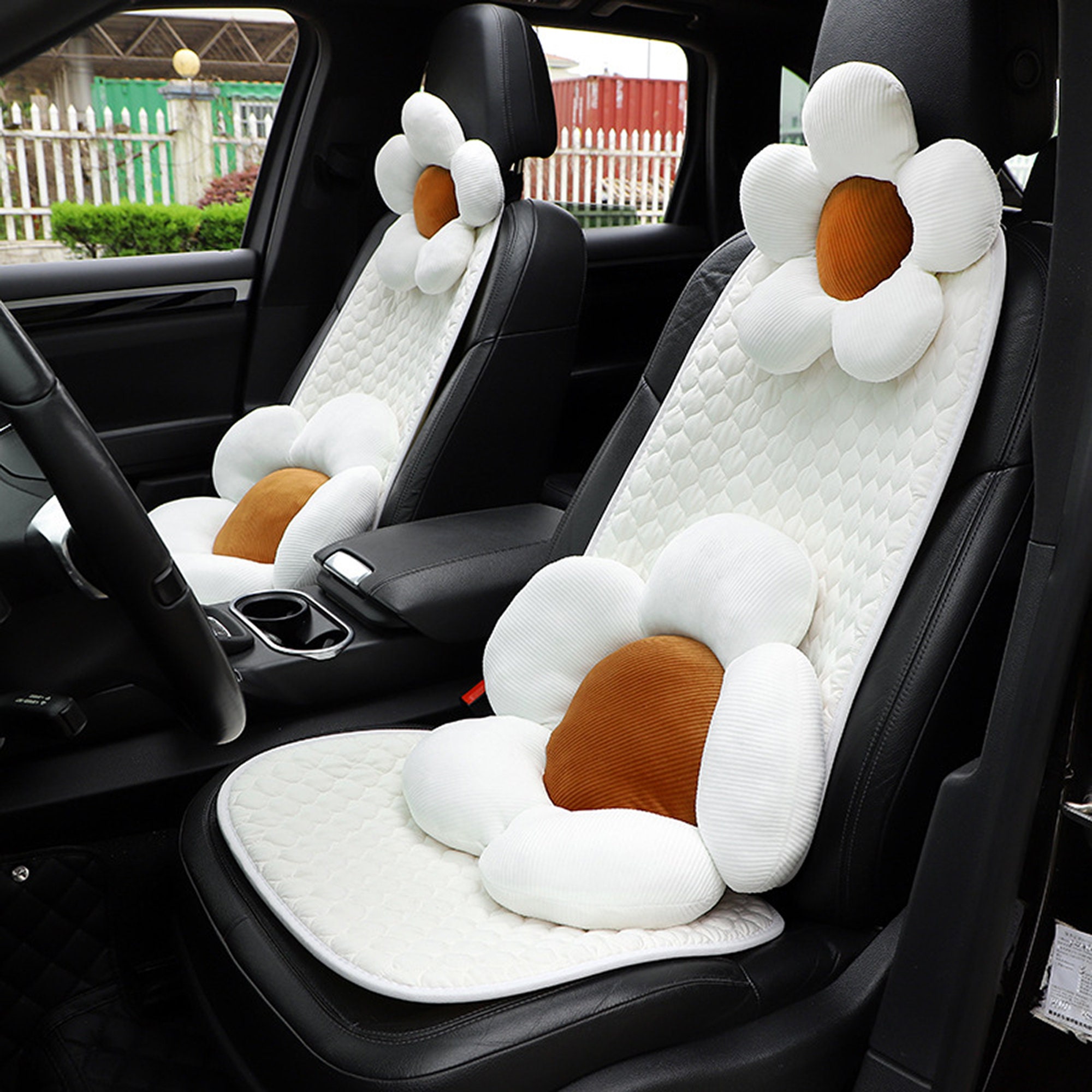 Flower Seat Cushion Plush Car Cushion Plush Car Headrest - Etsy
