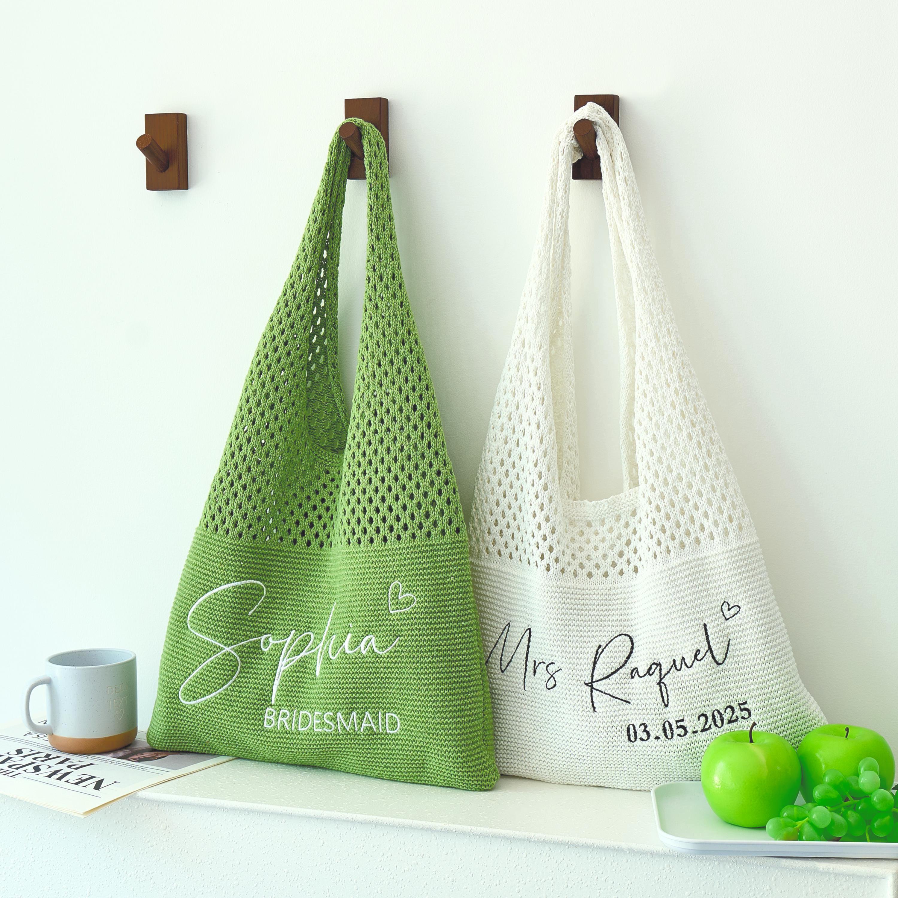 Embroidered Crochet Beach Tote