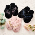 Personalised Kids/Adult Slippers, Flower Girl Slippers, Gift for flower girl, Wedding Fluffy Slippers, Personalized Gift, Bridesmaid Gifts product logo