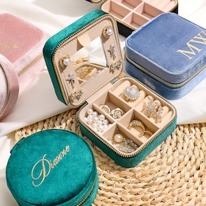 Portagioielli in velluto personalizzato per viaggi, portagioielli da matrimonio, portagioielli da donna, portagioielli, portagioielli da viaggio, regalo per damigelle d'onore