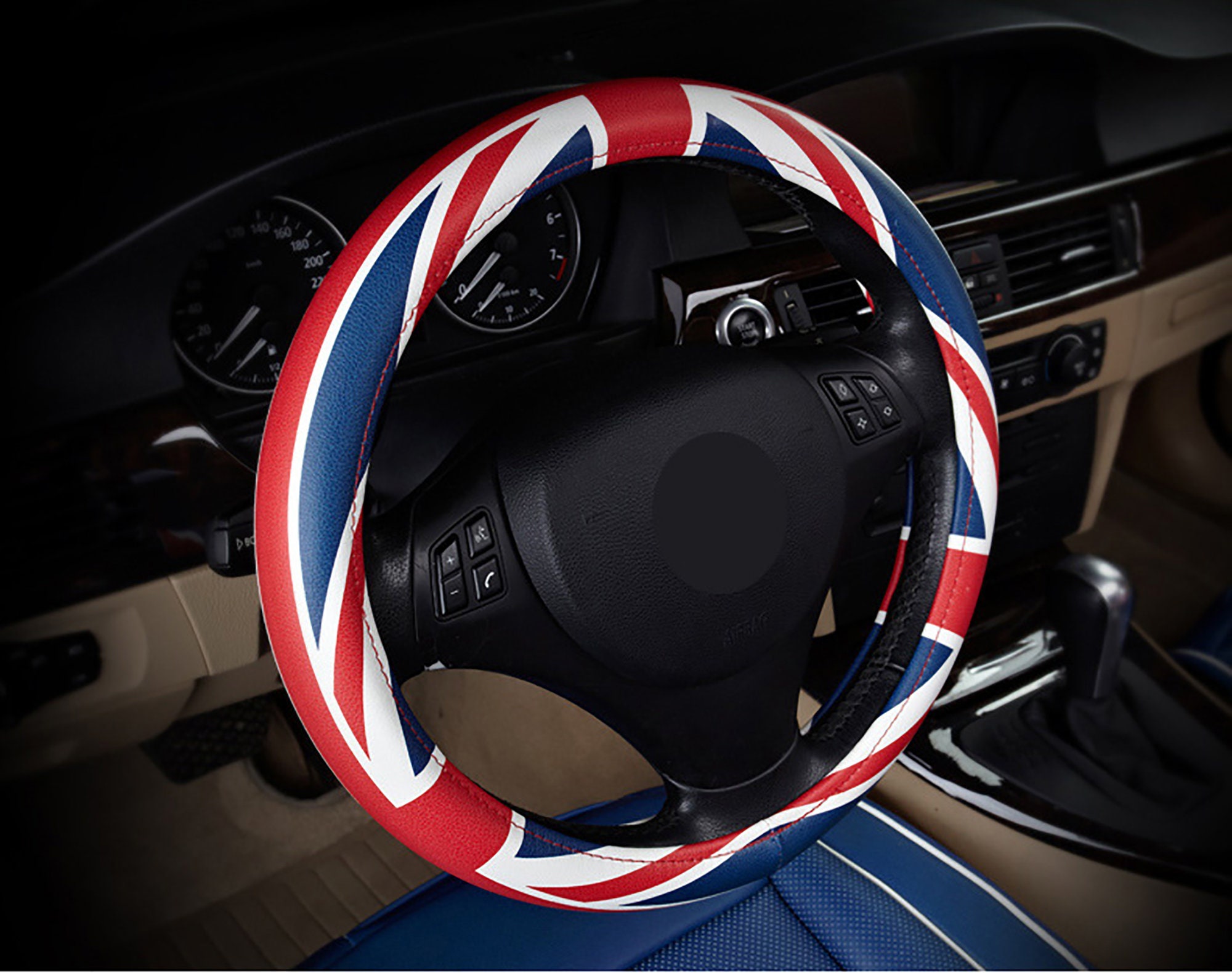 Leather steering wheel cover,printed, fashion,Captain America
