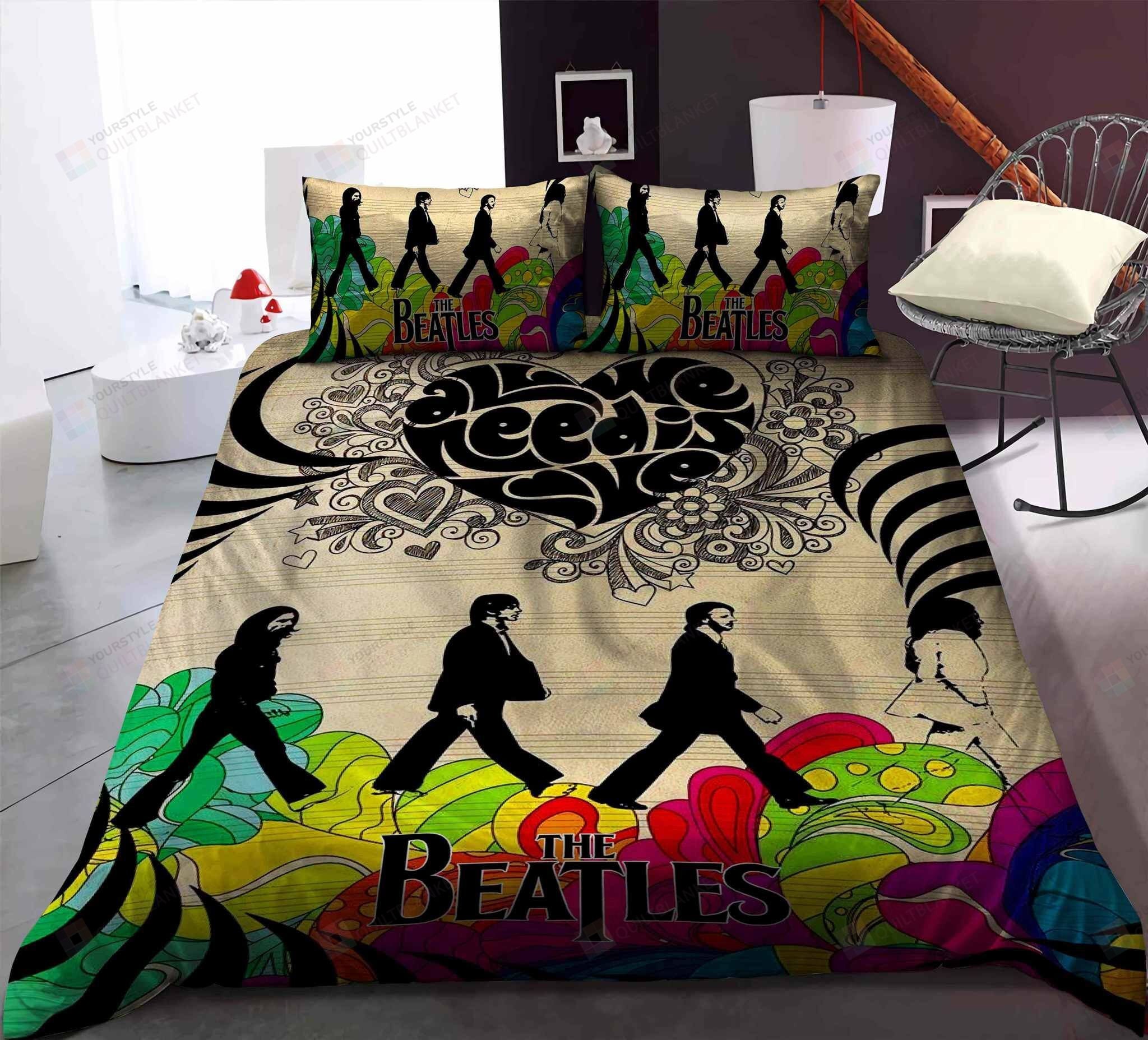 The Beatles Bedding Set All We Need Is Love Colorful Design | Etsy
