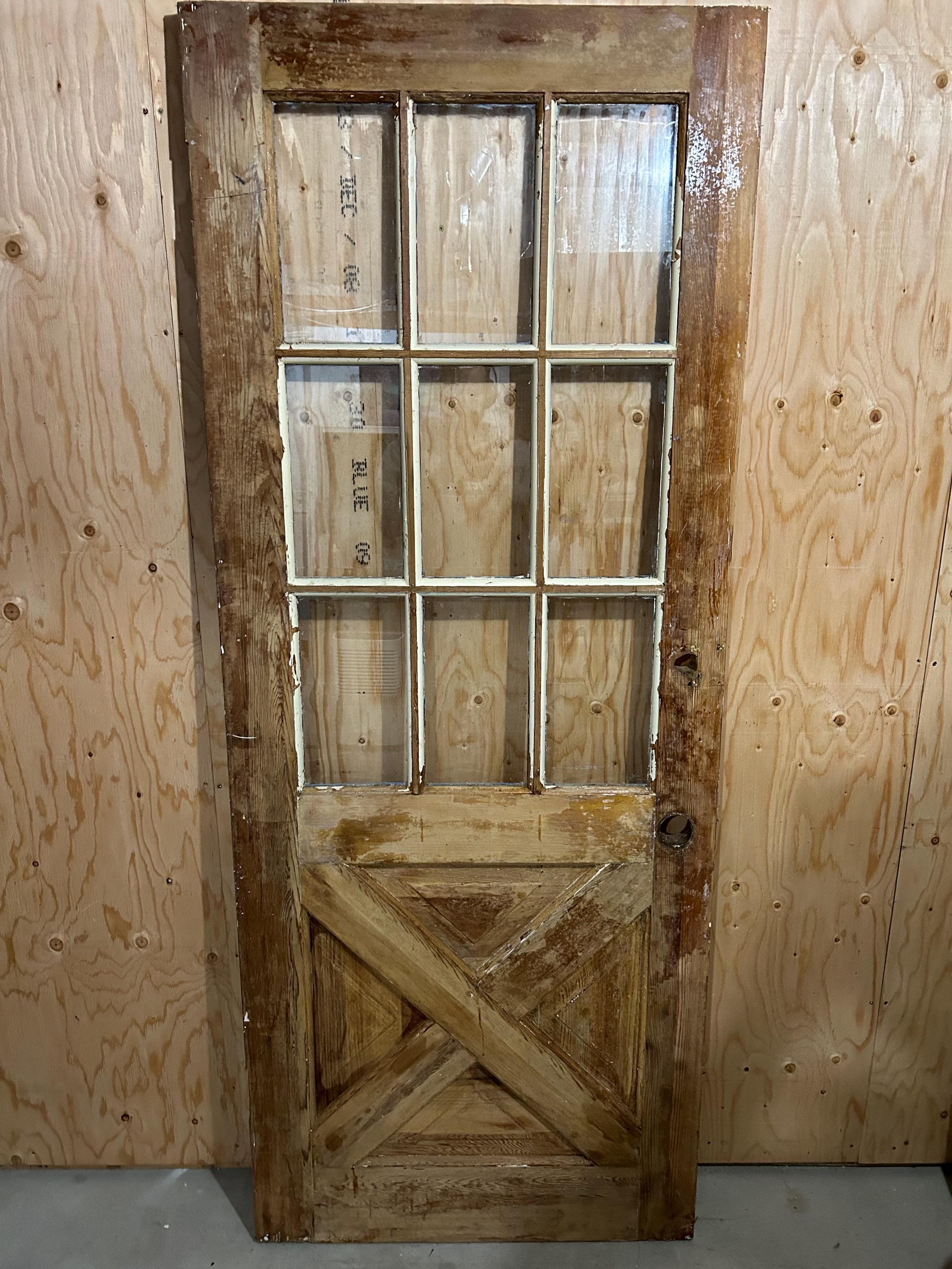 ヴィンテージ扉 Antique Cross Buck Exterior Door: 9-light Glass, Farmhouse Salvage