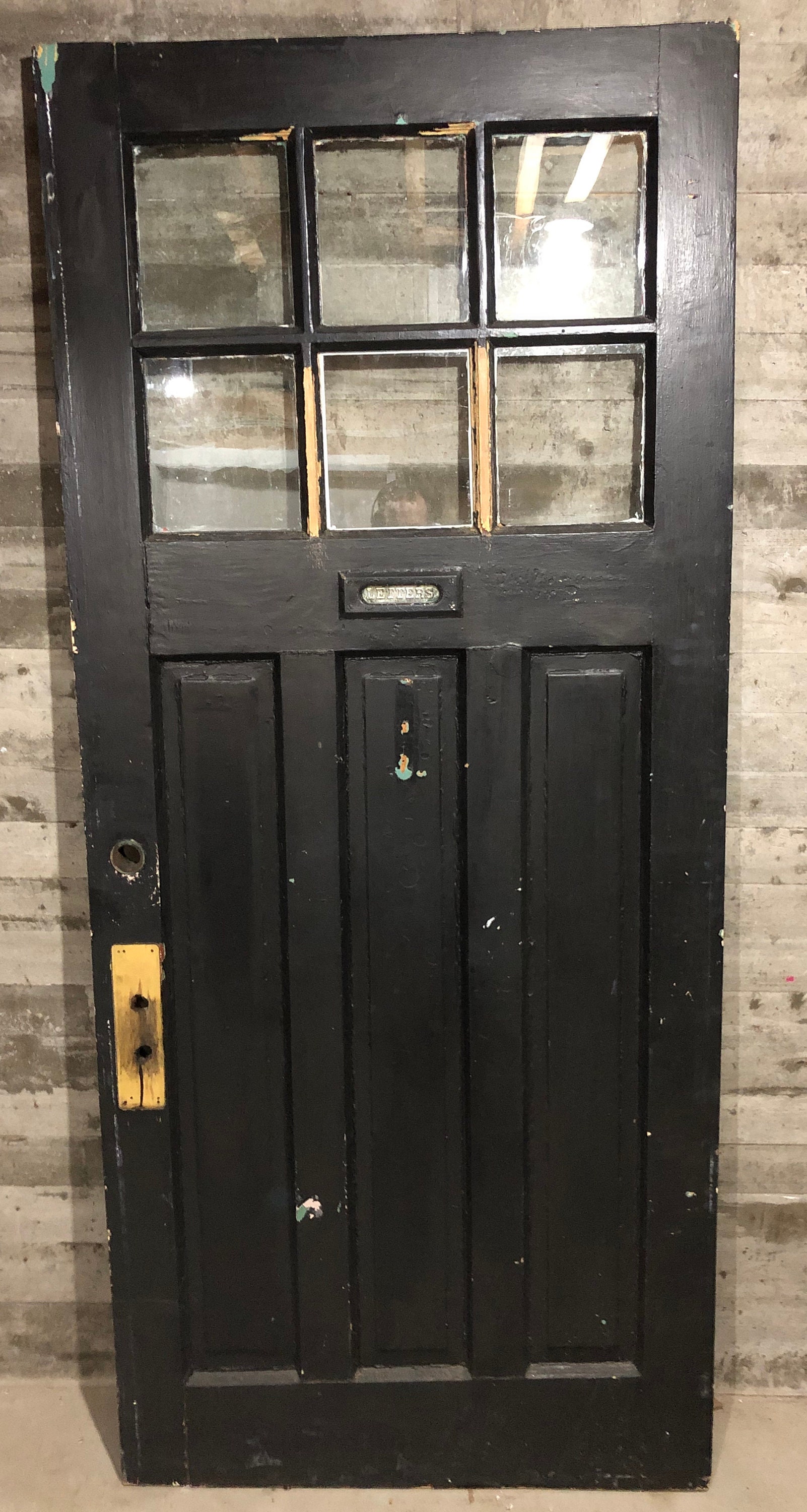 Antique Craftsman Exterior Stained Wood French Entry Door /w 6 Etsy