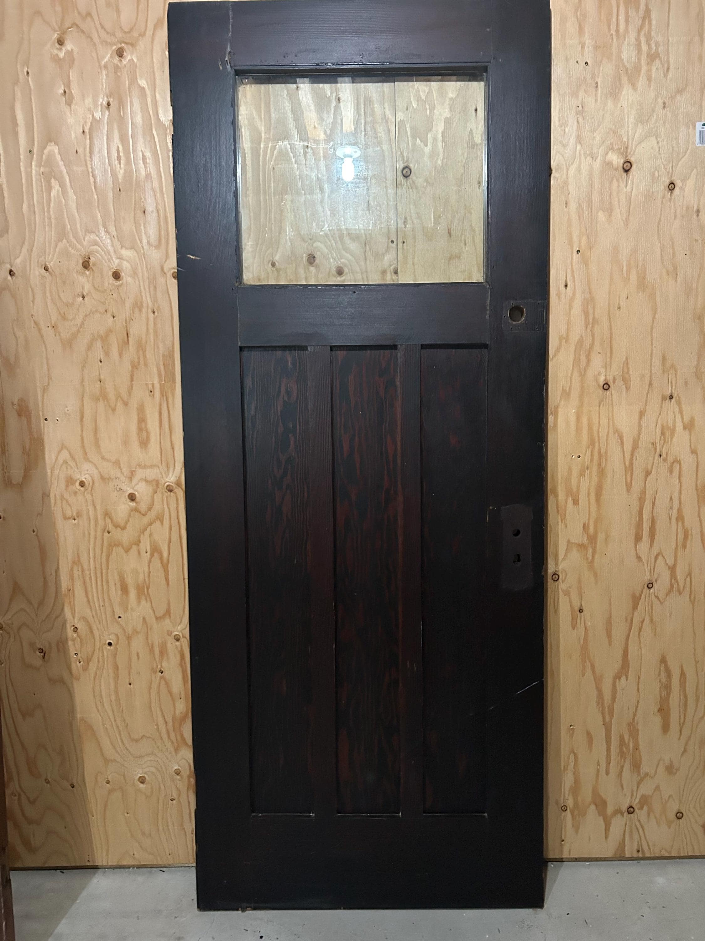 Antique Exterior Wood French Entry Door /w 1 Light Glass 32x80 (stain