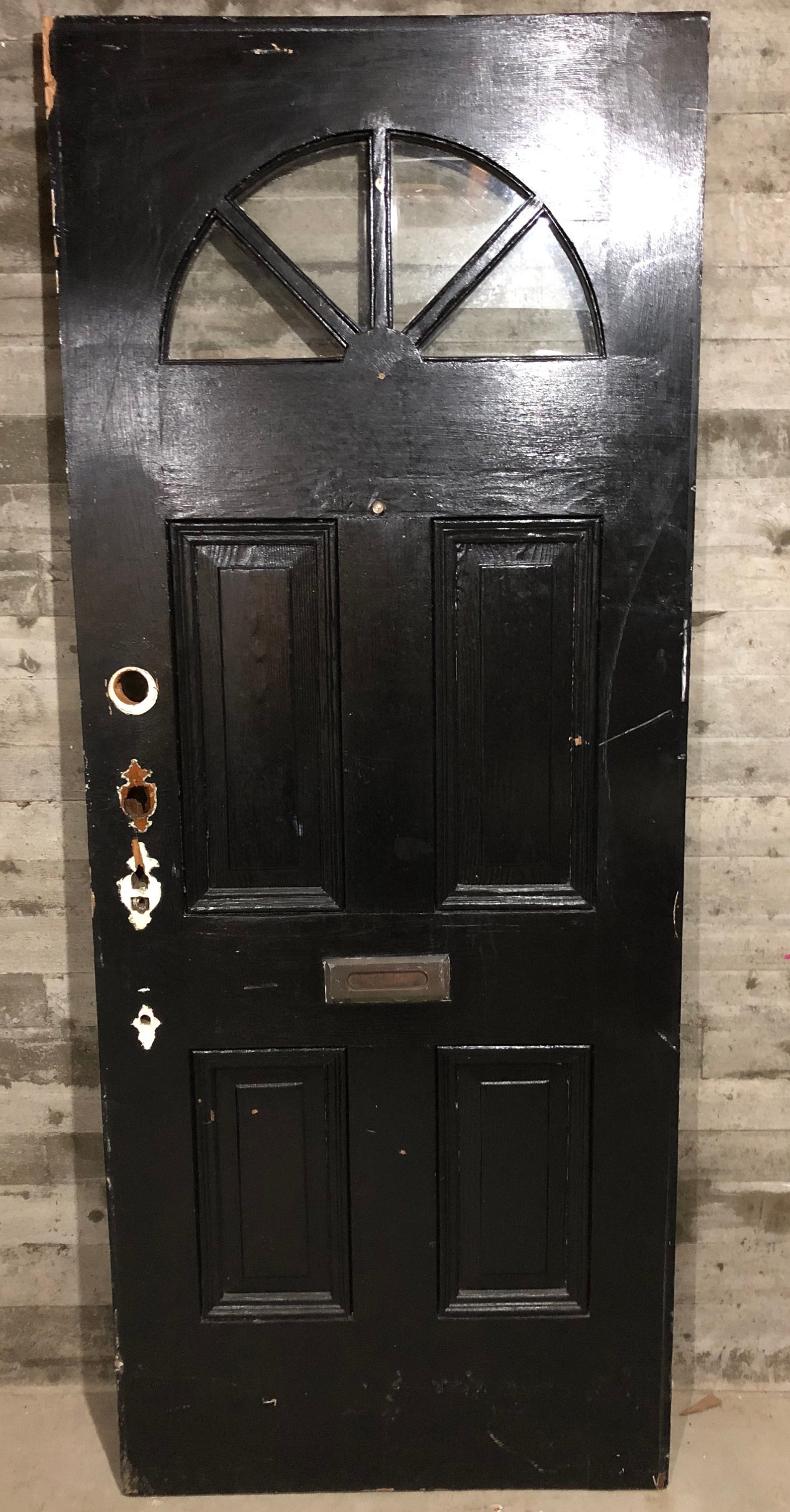 Antique Exterior Stained Wood French Entry Door /w Half Antique Exterior Stained Wood French Entry Door /w Half