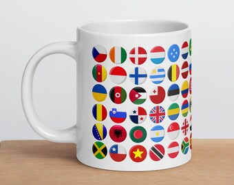 Flags of the World Coffee Mug - 84 Country Flag Graphics