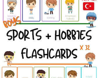 Turkish Sports & Hobbies Flashcards for Kids (PDF Download)