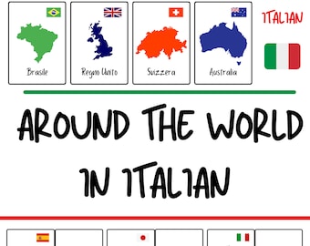 Italian Vocabulary Flashcards – Countries of the World, Kids Learning (PDF Download)