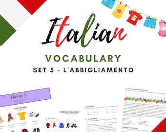 Feuilles de vocabulaire ITALIEN - Set #5 - L'abbigliamento / Vêtements - Télécharger le PDF