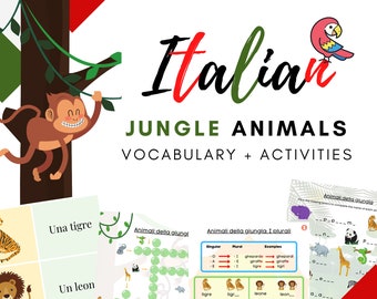 ITALIAN Jungle Animal Vocabulary + Activities for Kids! - PDF Download