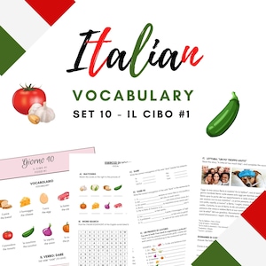 ITALIAN Vocabulary Sheets - Set #10 - Il cibo 1 - Food 1 - Worksheets for beginners - PDF Download - Learn Italian