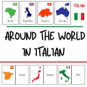 Italian Flashcards - Vocabulary Flashcards for Kids - Countries of the World -  Fun Italian Vocabulary Practice for Children - PDF Download