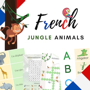 FRENCH Jungle Animal Vocabulary + Activities for Kids! - PDF Download