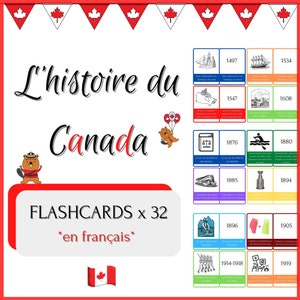 Histoire du Canada / História Canadense **Flashcards (x32)** - Eventos históricos, lugares, pessoas - *em francês* / em francês - Download em PDF
