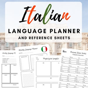 Italian Printable Language and Study Planner - Verb Practice, Templates, Vocabulary Builder - PDF Download