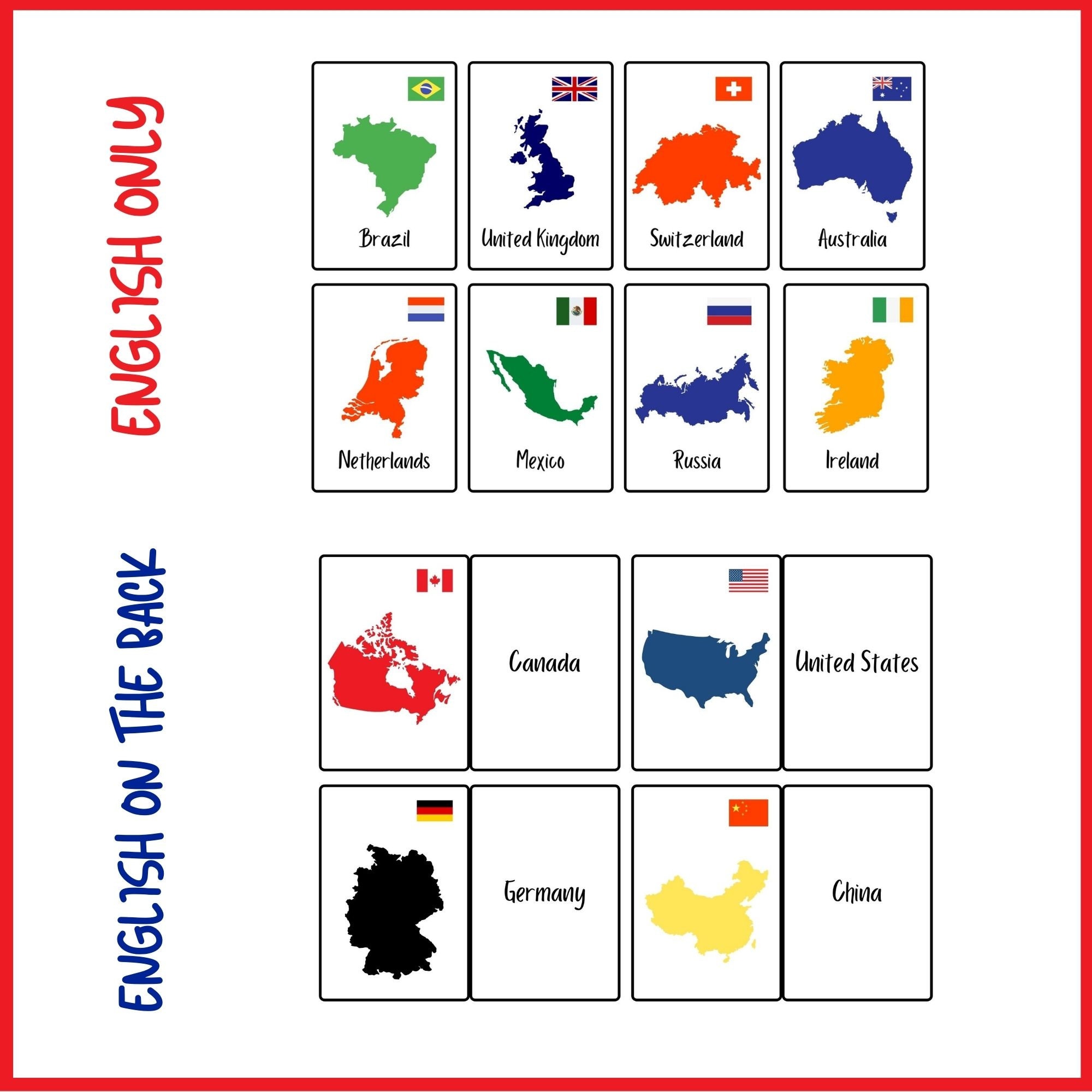 English / ESL Flashcards - Vocabulary Flashcards for Kids - Countries ...