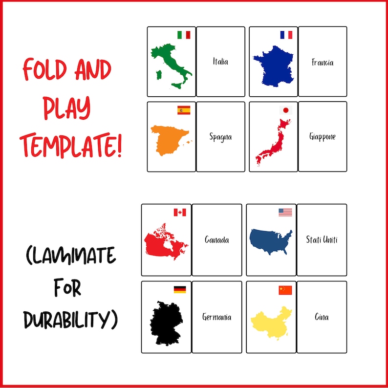 Italian Flashcards Vocabulary Flashcards for Kids Countries of the