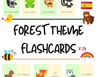 Spanish Forest Animals Flashcards – Kids Learning (PDF Download)