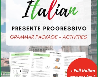 Italian Present Continuous Verbs - Presente Progressivo - Grammar Sheets, Exercises with Full Answer Key, Practice Activities - PDF Download