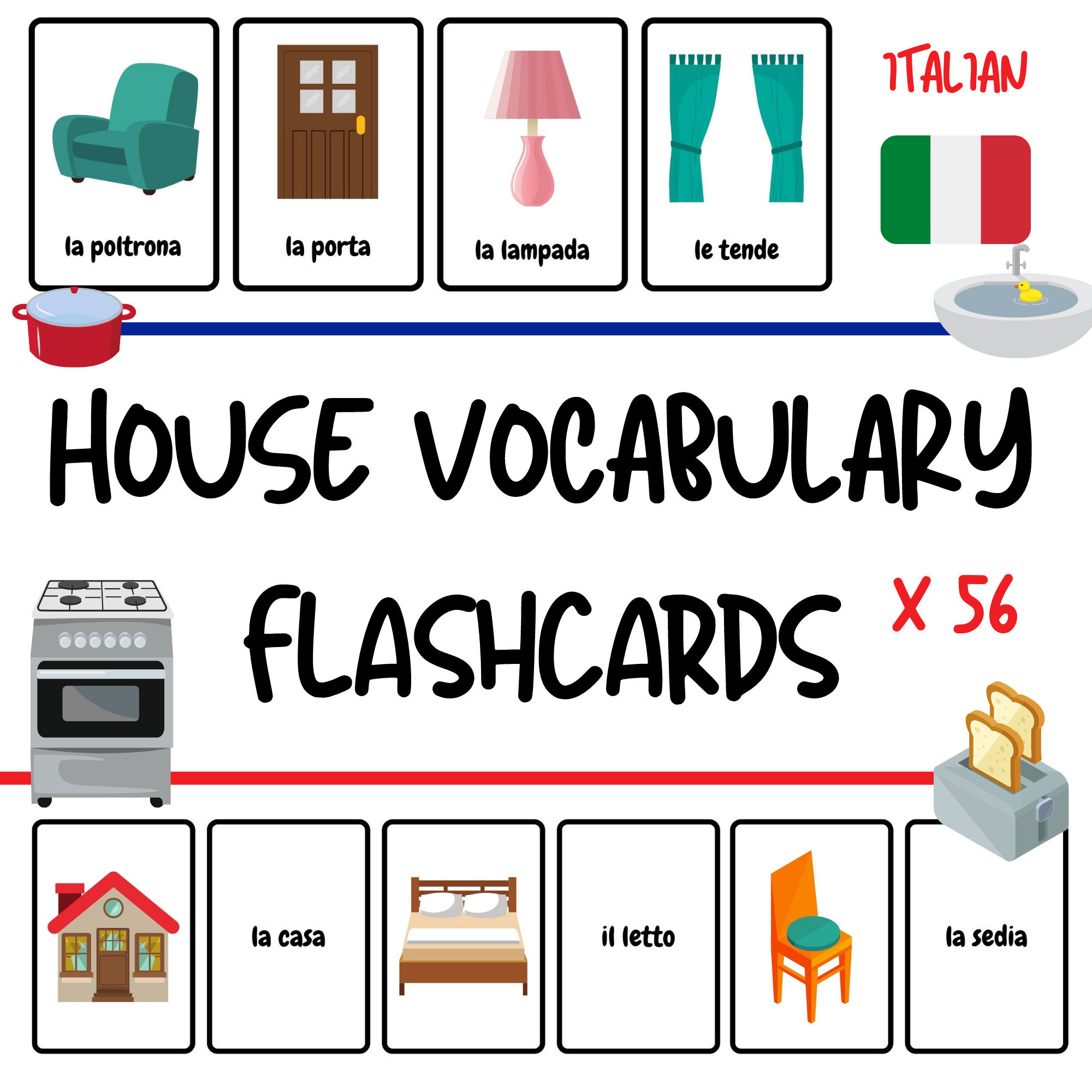 Things in a House Book, Task Cards and Flash Cards