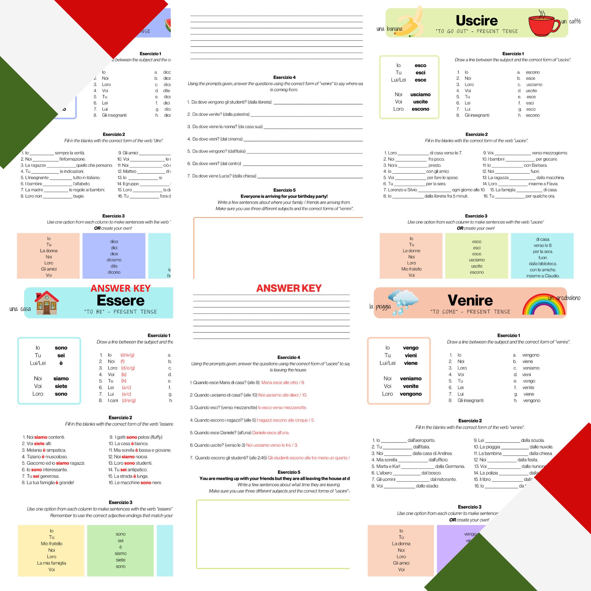 ITALIAN Verb Worksheets Irregular and Stem Change Verbs - Etsy Nederland