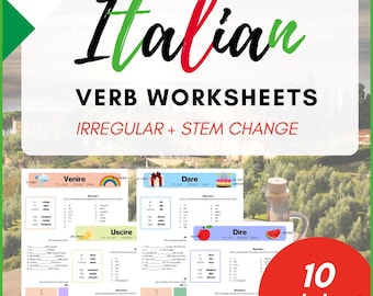 ITALIAN Verb Worksheets - Irregular and Stem Change Verbs *Present tense* - PDF Download