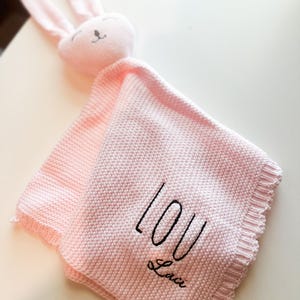 baby lovey, embroidered baby comfort stuffy