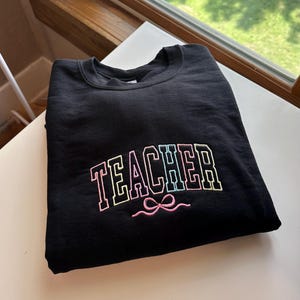 teacher embroidered Gildan crewneck