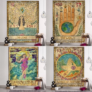 Farbe Tarot Wandteppich, Wandkunst, künstlerische Wandteppich, Strandtuch, Tarot Decke, indische Wandteppich, Tarot Wandbehang, Picknick-Matte, Wanddekoration