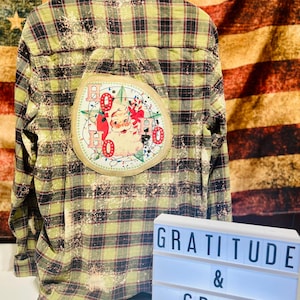 Distressed Flannel Shirt, Ho Ho Ho