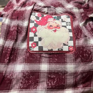 Vintage Santa, Distressed Flannel Shirt, Medium