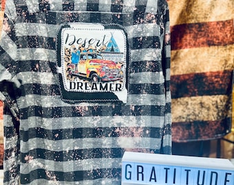 Desert Dreamer, Distressed Flannel Shirt, Western Shirt, Large
