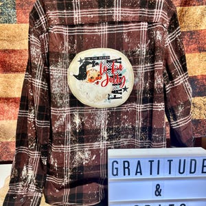 Tis The Season to Be Jolly, Distressed Flannel Shirt, 2XL