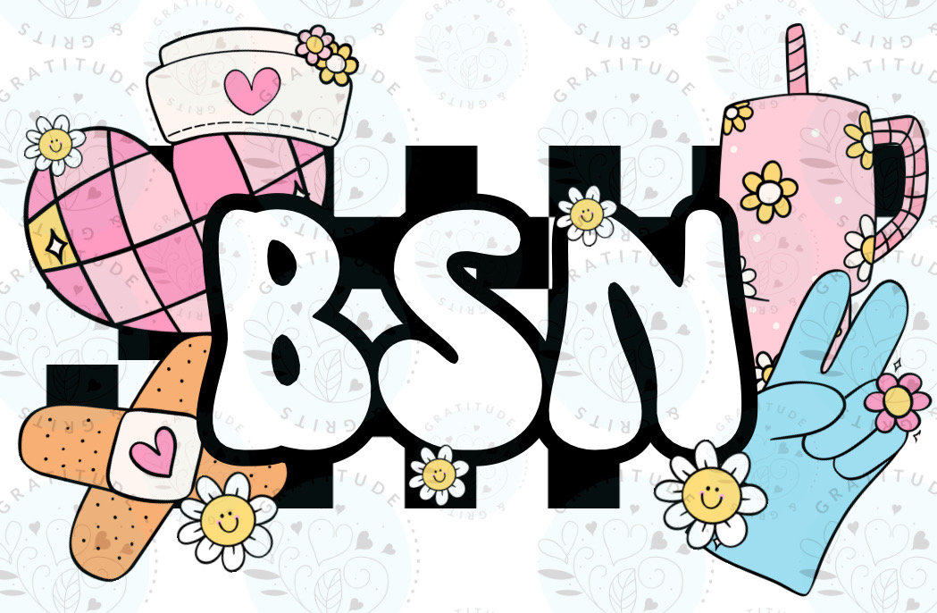 BSN Nurse PNG: Trendy RN Design (digital Download) - Etsy