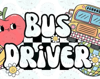 Trendy Bus Driver PNG: Back to School Graphic (Digital Download)