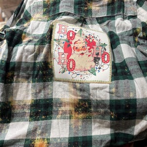 Vintage Ho Ho Ho, Distressed Flannel Shirt, XL