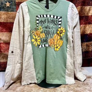 Give Thanks With A Grateful Heart, Distressed Flannel Shirt, L/XL