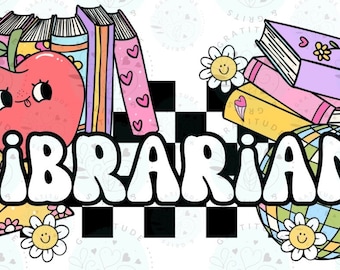 Trendy Librarian PNG: Back to School Graphic (Digital Download)